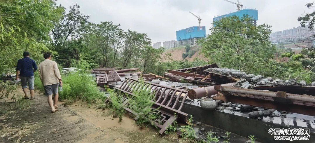 暴雨下的滎陽洞林寺受災實況，千年古剎災后修建迫在眉睫