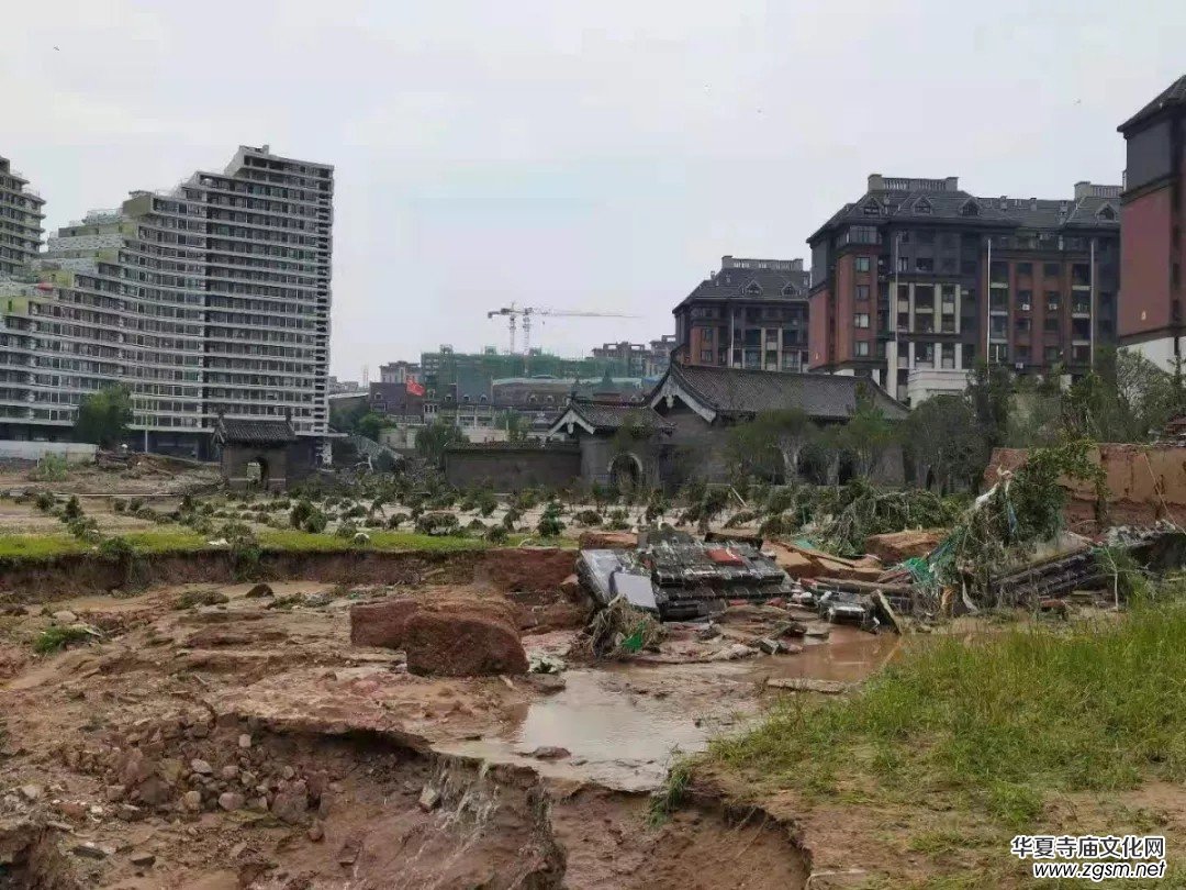 暴雨下的滎陽洞林寺受災實況，千年古剎災后修建迫在眉睫